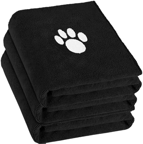 3 Pack Microfiber Dog Towels for Drying Dogs, Super Absorbent and Soft Pet Grooming Towel, 40 Inch X 23.6 Inch, Perfect Dog Drying Towels for Large, Medium or Small Dogs, Black