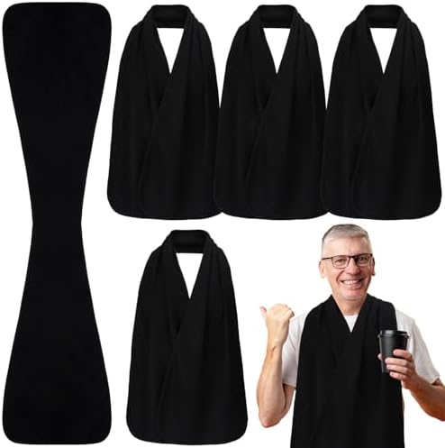 6 Pcs Adult Bibs Scarf for Eating Dignity Dining Protectors Scarf Bibs for Elderly Senior Citizens Washable(Black)
