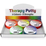 Premium Set of 5 x Therapy Putty Squeezable Non-Toxic, Hand Exercise, Anti-Stress - 5 Strengths for Adults & Children 57g Colour Coded Tubs