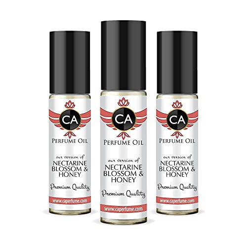 CA Perfume Impression of J. Mlon Nectarine Blossom & Honey For Women & Men Replica Fragrance Body Oil Dupes Alcohol-Free Essential Aromatherapy Sample Travel Size Concentrated Roll-On 0.3 Fl Oz-X3