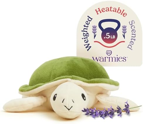 Warmies Junior Microwavable & Weighted Stuffed Animals, Turtle - Heated Stuffed Animal Plushie for Warmth & Comfort - Cute Soft Plush Toys for Adults & Children (Boys, Girls, Babies & Toddlers)
