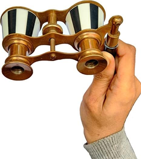 2.5 Inches Opera Glasses Binoculars for Adults with Handle- Captain's Mother of Pearl Solid Brass Opera Glasses Binoculars-Pocket Size Handel Binoculars for Kids, Bird Watching, Hunting