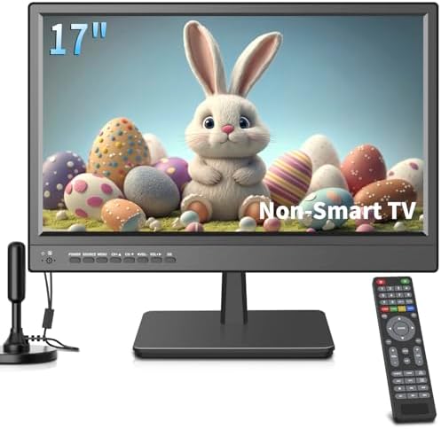 17inch TV,Small Flat Screen TV with ATSC Digital Tuner-HDMI &USB Port in-Dual Power-12 Volt Charger Cable and AC Power Suitable-for Caravan,Kitchen,Bedroom