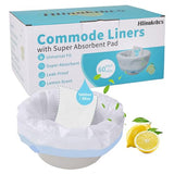 Hlinakrbcs 60 Pack Commode Liners with Absorbent Pads(Lemon Scent),Bedside Commode Liners Disposable for Portable Toilet,Adult Commode Chair Bucket & Porta Potty,Camping Toilet Bags