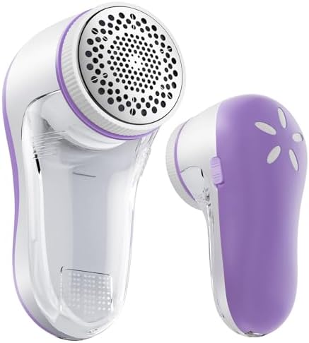 POPCHOSE Fabric Shaver, Lint Remover for Clothes, Electric Lint Shaver with 6-Leaf Blades, Sweater Shavers to Remove Pilling for Clothing, Couch, Furniture, Fuzz, Lint Ball, Bobbles, Violet Purple
