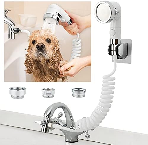 ZCONIEY Sink Faucet Sprayer Attachment, Shower Head Attaches to Tub Faucet, Dog Bathing Hose Shower Set for Laundry Bathroom Kitchen