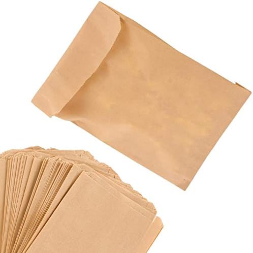 Paper Sandwich Bags Kraft Brown 200 Pack - Biodegradable and Compostable Food Grade Paper Bags - Unbleached Compostable Natural Kraft Paper Stock Bags for Bakery Cookies, Treats, Snacks, Sandwiches…