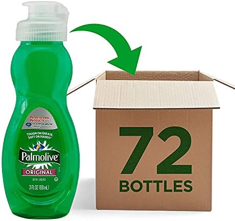 PALMOLIVE Dishwashing Liquid, Travel Dish Soap, Original Scent, Green, 3 Fluid Ounce Bottle (Case of 72) - Total of 216 Fluid Ounces - Dishwashing Liquid - Kitchen Soap & Cleaning Supplies