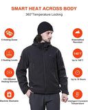 DEWBU Heated Jacket for Men with 12V Battery Pack Winter Outdoor Soft Shell Electric Heating Coat, Men's Black, S