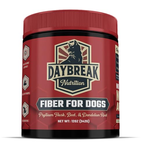 Daybreak Nutrition Fiber for Dogs Psyllium Husk, Beet Root, Dandelion Root, and Prebiotics to Aid in Relief from Diarrhea, Constipation, Anal Gland Issues, and Scoots