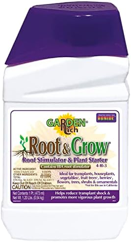 Bonide Garden Rich Root & Grow Root Stimulator & Plant Starter, 16 oz Concentrate 4-10-3 Fertilizer for Transplanting