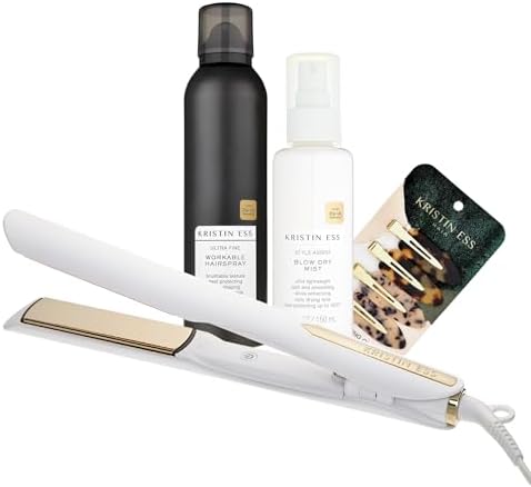 Kristin Ess 3-in-1 Styling Set - Hair Straightener, Blow Dry Spray & Hair Clips (Variety Pack)