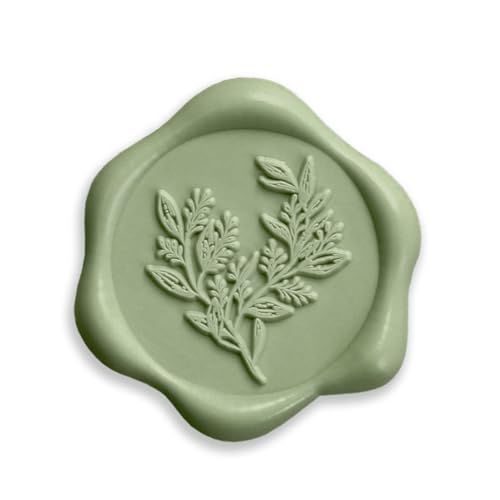 UNIQOOO Wax Seal Stickers - Eucalyptus Wedding Invitation Envelope Seal Stickers, 50 Pcs Self- Adhesive Sage Green Stickers, Perfect for Invitation, Christmas, Gift Wrapping