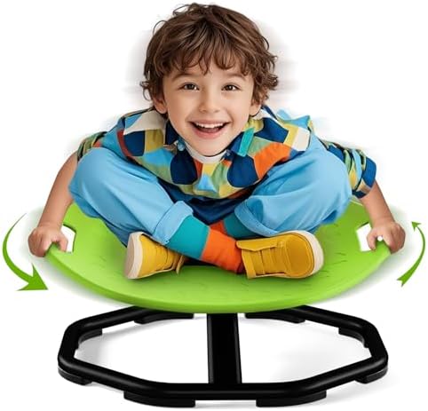 Spinning Chair with Safety Handles for Autistic Kids, Sensory Swivel Chair, Sensory Toys for Kid with ADHD Autism, Sit and Spin Toys for Children Christmas Birthday Gifts for Toddlers Kids - Green