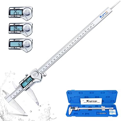 Kynup Digital Caliper, 12 Inch Caliper Measuring Tool with Stainless Steel, IP54 Splash Proof Protection Design, Large LCD Screen, Easy Switch from Inch Metric Fraction (300mm)