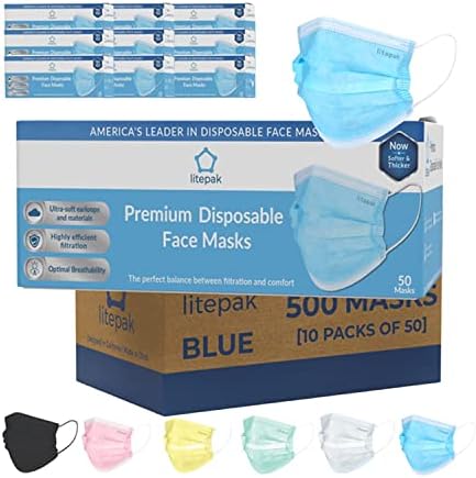 Litepak 500pcs Premium Disposable Face Mask SOFT 3ply Nose Wire
