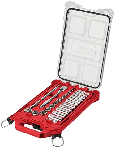 Milwaukee 3/8-Inch Drive SAE Ratchet and Socket Mechanics Tool Set with Packout Case (28-Piece)
