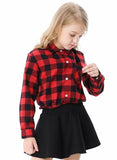 SANGTREE Family Matching Flannel Shirts Christmas Girls Flannel Shirts Long Sleeve Button Down Plaid Shirts Red, 12-13 Years = Tag 180