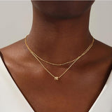 Yoosteel Gold Initial Necklaces for Women, Dainty 14K Gold Plated Layered Initial M Pendant Choker Necklace Tiny Initial Necklace Layered Gold Initial Necklaces for Women Jewelry Birthday Gifts