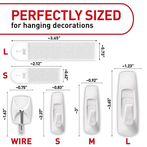 Command Variety Pack, Including 10 Pairs of Picture Hanging Strips, 6 Wire Hooks and 8 Utility Hooks for Hanging Christmas Decorations, Damage Free Hanging Up to 19 Items with Command Strips, 1 Kit