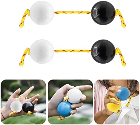 Aslatuas Rhythmic Ball Kashaka Instrument, Two Pair ABS Kashaka Music Egg Shakers, Double Gourd, Easy to Play for Adults and Teenagers at Parties, Shows (Black White)