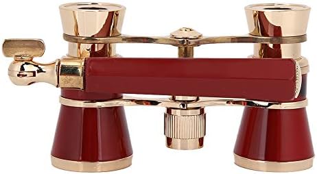 Binocular Opera Glasses Telescope Binoculars 3X25, Mini Theater Glasses Portable with Carry Pocket, Compact Theater Binocular with Adjustable Holding Handle Vintage (Red)