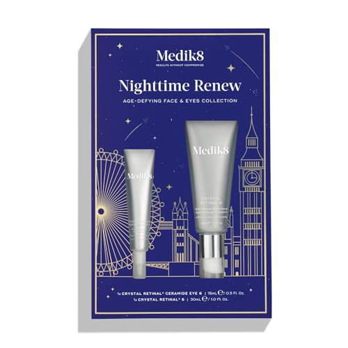 Medik8 Nighttime Renew Duo - Crystal Retinal 6, Crystal Retinal Ceramide Eye 6 - Firming Face Serum - Smoothing, Lifting Eye Cream - 2 pc