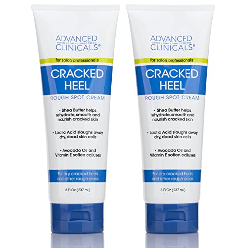 Advanced Clinicals Cracked Heel Foot Cream Moisturizer Skin Care Lotion For Feet W/Shea Butter, Moisturizing Foot/Hand Lotion Helps Heal Cracked Skin, Rough Spots, Calluses, & Dry Skin, 2-Pack