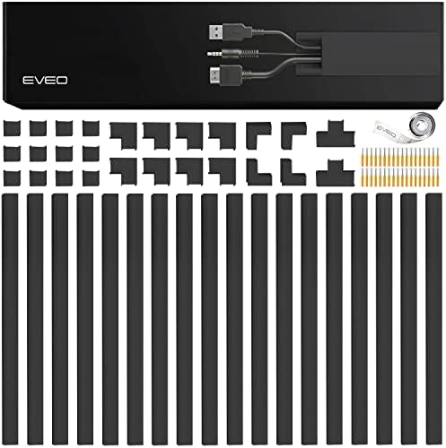 EVEO Cord Hider - 306” Cord Cover Wall Cable Hider, Cable Concealer, Wire Hiders for TV on Wall. Cable Management, Cord Hider Wall Cable Raceway Wire Covers for Cords -18X (L17 W0.95 H0.5) - Black