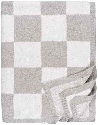 Gerber Unisex Baby Cozy Soft Silky Mink Checkerboard Grid Blanket, Tan Check, One Size