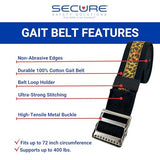 Secure 72 Inch Transfer and Walking Gait Belt for Seniors with Metal Buckle and Loop - Medical Gate Standing Assist Aid for Elderly Patients, Physical Therapy, Nurse, Caregiver, Therapist