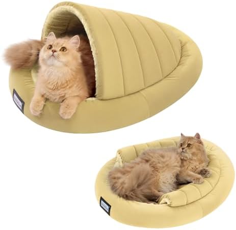 Balance 2 in 1 Cat Bed Cave for Kittens and Small Dogs, Cat Tents for Indoor Cats, Covered Beds with Removable Cushion, Washable Calming Nest Hideaway House