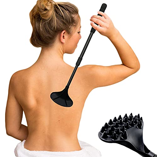 EASACE Back Scratcher for Women Men Extendable with Strong ABS Massage Head, 21inch Body Scratcher for Adults - Pets Compact - Retractable（Black）