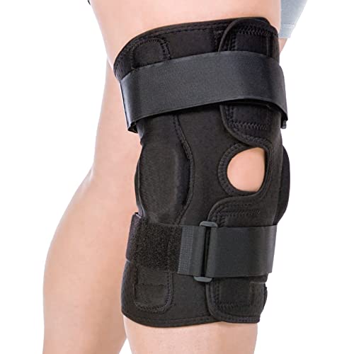 BraceAbility Torn Meniscus ROM Knee Brace - Hinged Post Surgery Support with Flexion Extension Control for Hyperextension and Locking Treatment, Ligament PCL or ACL Tears, Osteoarthritis Relief (XL)