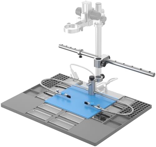 Digital Microscope Plus Extension Base and Soldering Tools Kit for 3 Lens Digital Microscope 13" Boom Arm Stand, Soldering Mat Helping Hands for Electronics Repair (LM246MS, LM249MS,LM249ES)