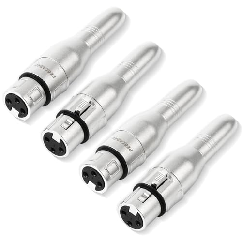 XLR 3 Pin Female to 1/4" 6.35mm Female Jack Socket Audio Adapter, Professional Grade Conversion Adapters, Audio Cable Mic Cord Adapter Plug, Silver 4-Pcs