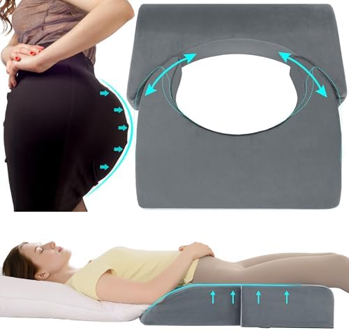 HOMBYS Adjustable Size BBL Pillow After Surgery for Sleeping,High Density Foam Butt Pillow,Brazilian Butt Lift Pillow Post Surgery Recovery for Sleeping,BBL Chair with Hole (Dark Grey)