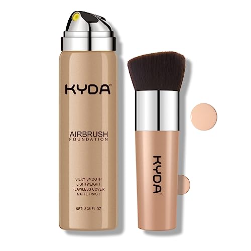 KYDA AirBrush Foundation Spray, Silky Foundation Mist Makeup, Flawless Coverage for Smooth Creamy Nude Finish, Breathable Blendable Lasting Formula-#125 Nude Beige
