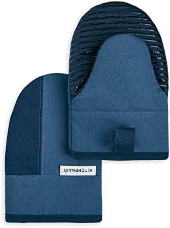 KitchenAid Beacon Two-Tone Non-Slip Mini Oven Mitt Set, Navy/Ink, 5.5"x8", 2 Piece