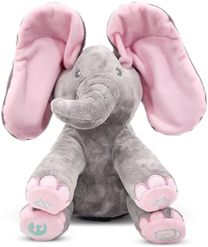 Dimple Kaia Peek A Boo Elephant Toy, Interactive Singing Stuffed Elephant Plush with Moving Ears, Musical Stuffed Animal for Babies and Toddlers, Adorable Elephant Baby Toy