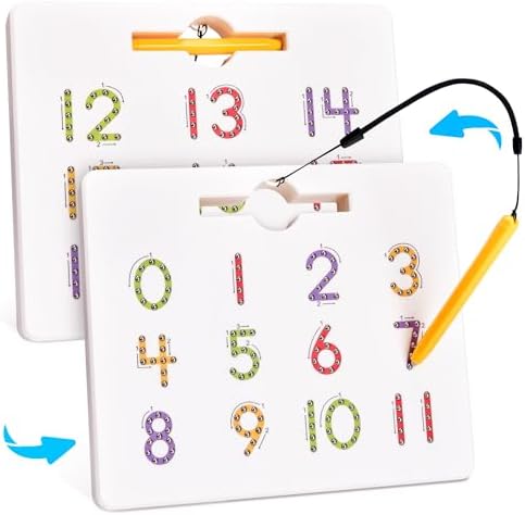 GAMENOTE Magnetic Number Tracing Board, 2 in 1 Double Sided Numbers 1-20 Writing Board for Toddlers & Kids, Preschool Handwriting Learning Toys, Educational Math Manipulatives