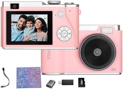 Kids Digital Camera,2.4 Inch TFT Display Camera,with 32GB Card,48MP 8X Digital Zoom,Compact Camera Support Video Recording/Photography/Selfie-Suitable for Children and Beginners