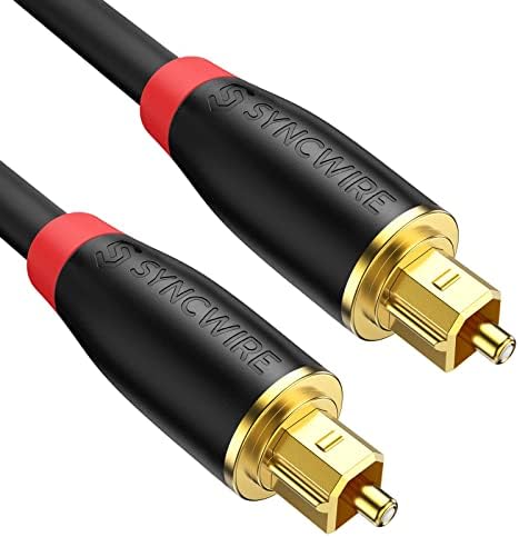 Optical Audio Cable - [24K Gold-Plated, Ultra-Durable] Syncwire Toslink Cable Fiber Optic Male to Male Cord for Home Theater, Sound Bar, TV, PS4, Xbox, Playstation & More - 6ft