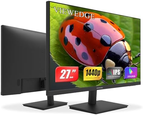 27 inch Monitor with 2K 2560 x 1440 IPS Panel 75hz | Computer Monitor 27 inch QHD with HDMI, DP and Wall Mountable | Eye Protection PC 1440p Monitor for Working and Gaming