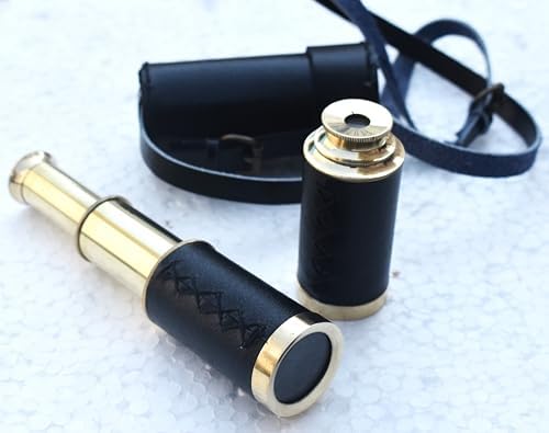 Brass Pirate Monocular Telescope, Collapsible Brass Handheld Spyglass Telescope Monocular for Bird Watching Hunting Hiking Travelling Camping.