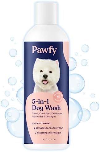 Pawfy Dog Shampoo and Conditioner for Itchy Skin Relief | Puppy Shampoo for Sensitive Skin | Natural 5 in 1 Pet Shampoo with Coconut, Oatmeal & Aloe Vera| Ideal Dog Wash for Smelly Dogs