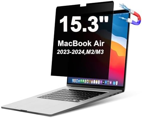 Privacy Screen Protector for MacBook Air 15 Inch (2023-2024, M2, M3) Removable Laptop Privacy Screen Shield