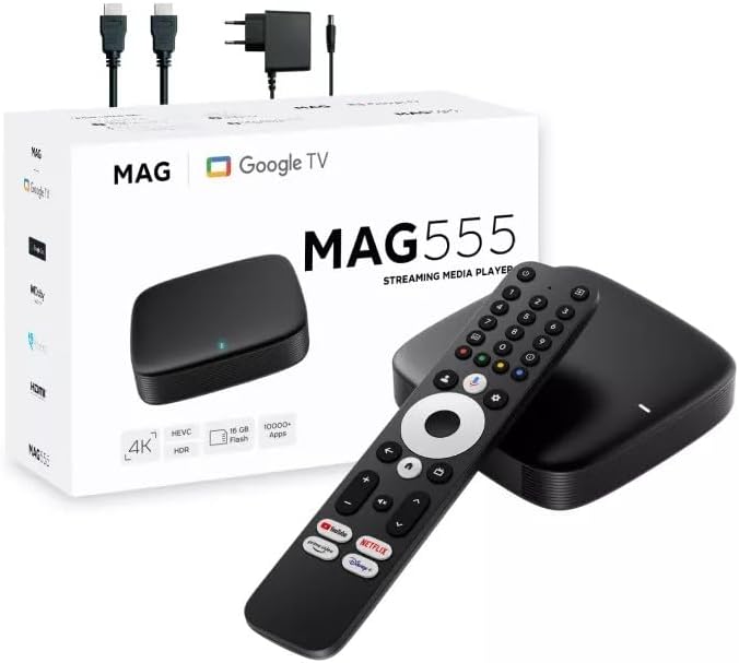 *New* 2025 MAG 555 4K Streaming Media Player with Google TV, 4K HDR at 60 Frames per Second and Dolby Digital™ 8-Channel Sound