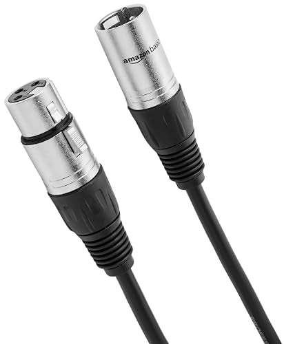 Amazon Basics 2-Pack XLR Microphone Cable for Speaker or PA System, All Copper Conductors, 6MM PVC Jacket, 15 Foot, Black