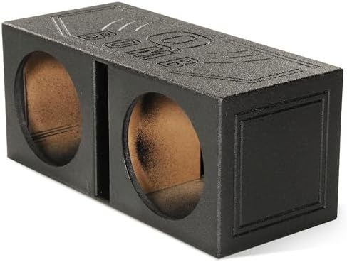 Q Power Dual 12 Inch Subwoofer Box, High-Performance Vented Speaker Enclosure, Black